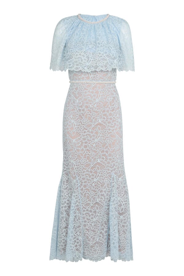 Lace Cape Midi Dress