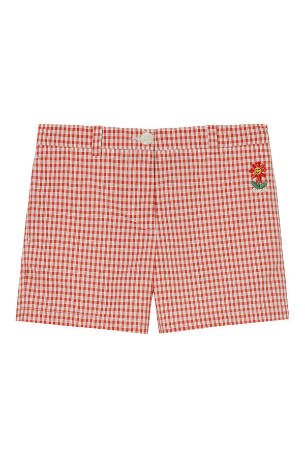 Kids Characters Embroidery Gingham Shorts