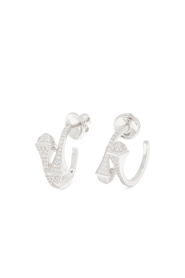 Cleo Open Hoop Earrings, 18k White Gold & Diamonds