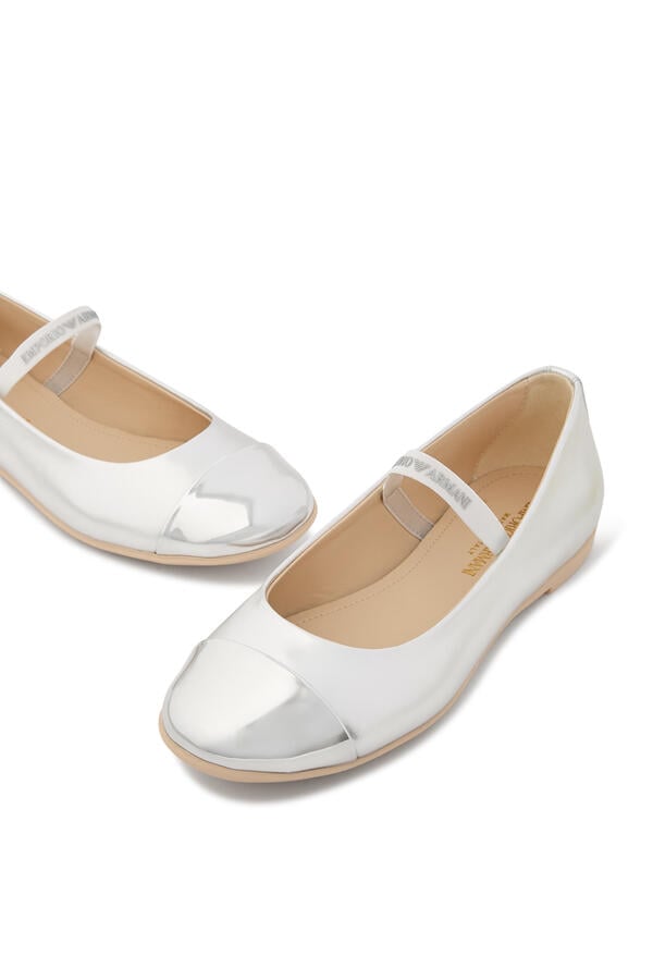 Kids Ballet Flats in Laminated Nappa Leather