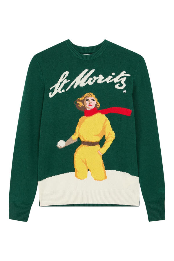 Queen Cashmere-Blend Sweater with St. Moritz Postcard