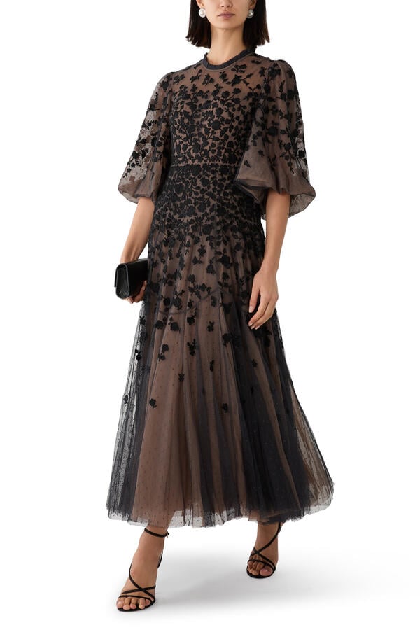 Sylvia Rose Round Neck Ankle Gown
