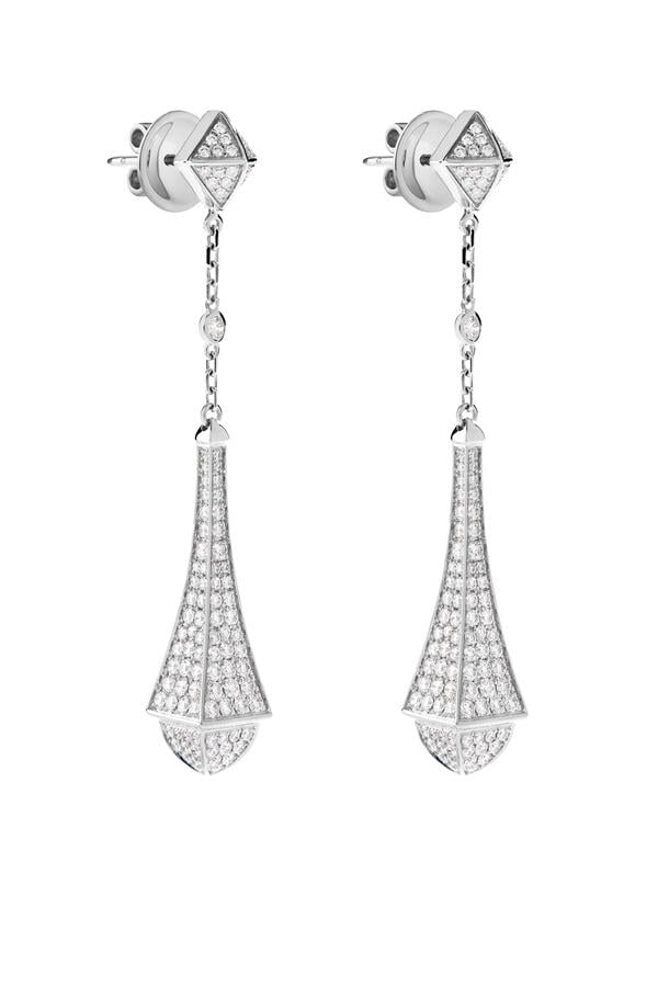 Cleo Full Diamond Teardrop Earrings, 18K White Gold & Diamonds