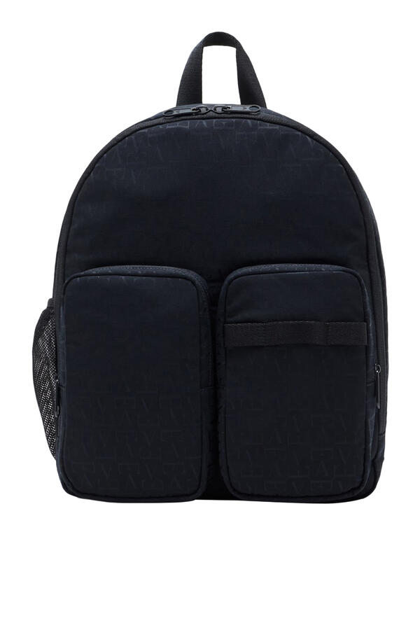 Kids All-Over Logo Pattern Backpack  with Front Zip Pockets 