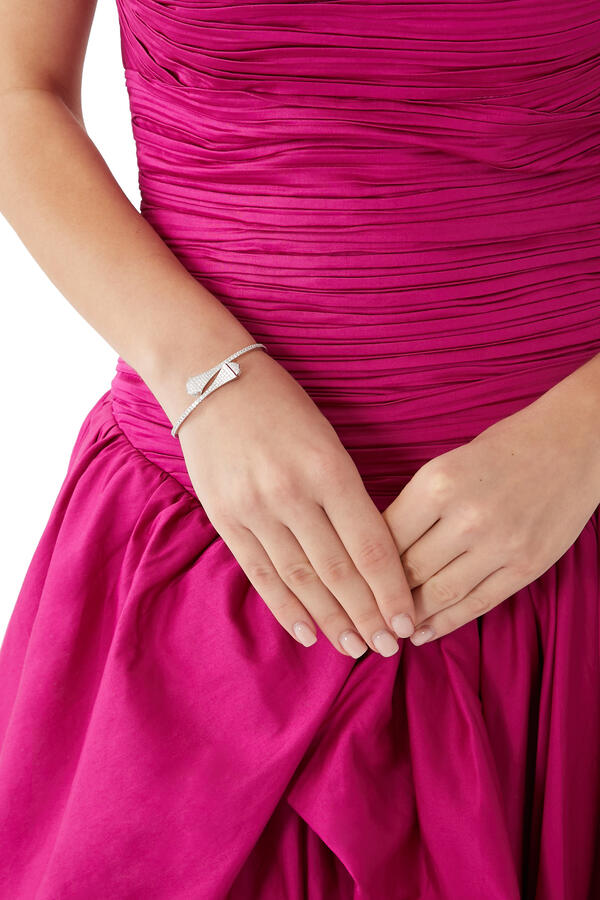 Cleo Slip-On Bracelet, 18k White Gold & Diamonds