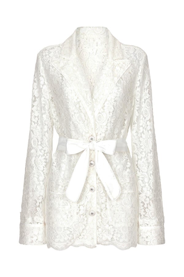 Floral Cordonetto Lace Pajama Shirt