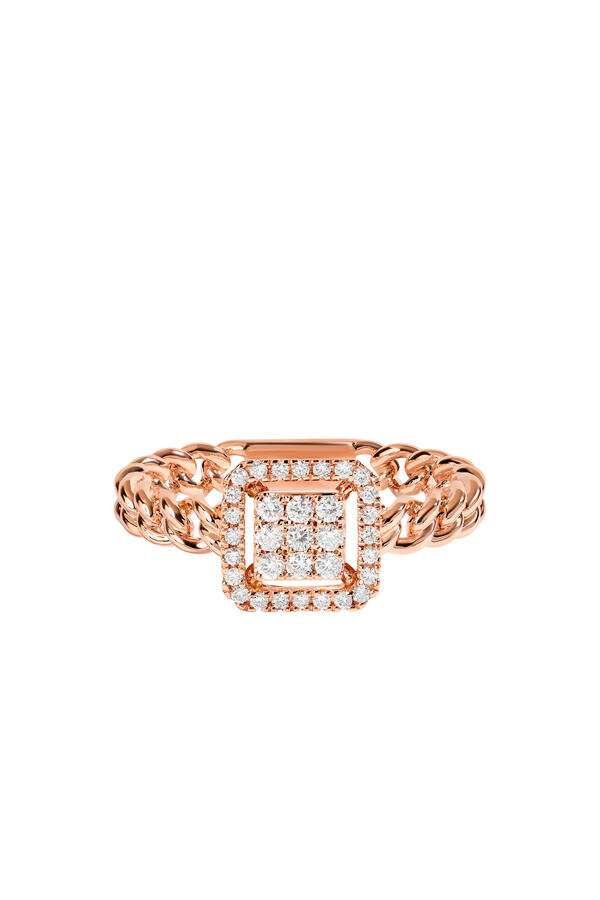 Quwa Square Single Ring, 18k Rose Gold & Diamonds