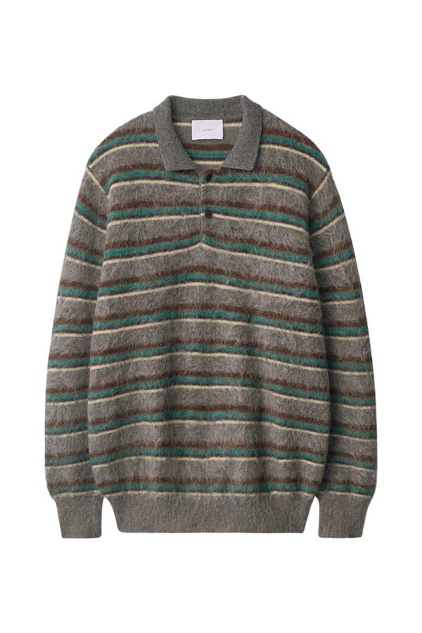 Kid Mohair Ribbed Knit Polo