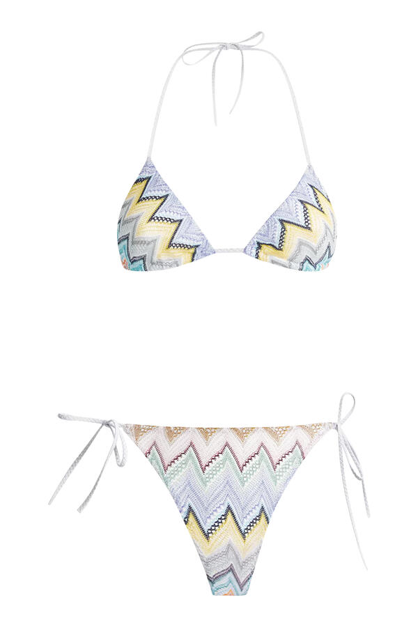  Mare Lace Raschel Zig Zag Triangle Bikini Set