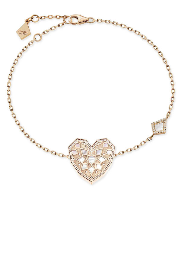 Qalb Turath Small Bracelet, 18k Pink Gold & Mother-of-Pearl, Diamonds
