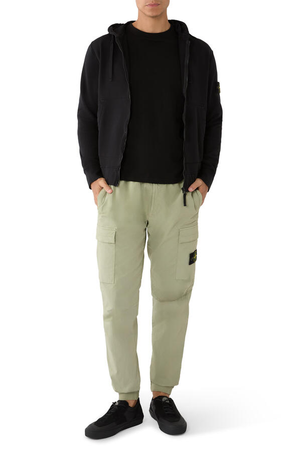 Regular-Tapered Fit Jogger Trousers with Elastic Waist