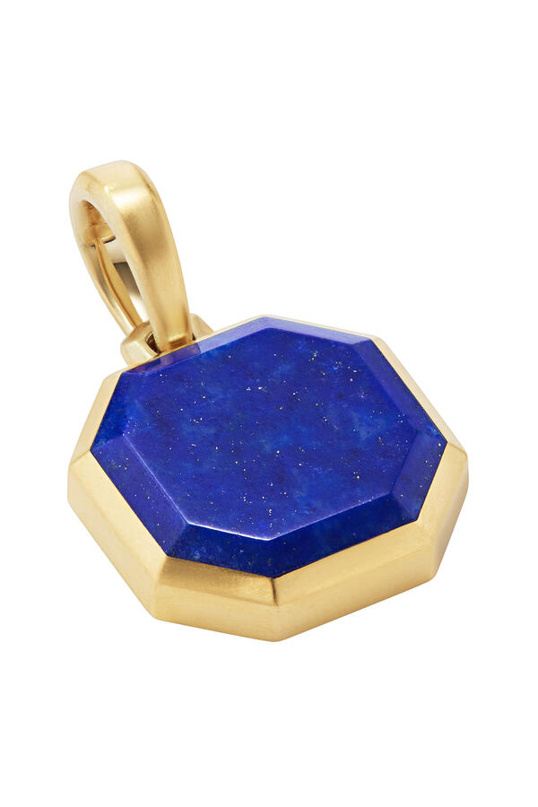 Faceted Lapis Stone Amulet Pendant, 18k Gold