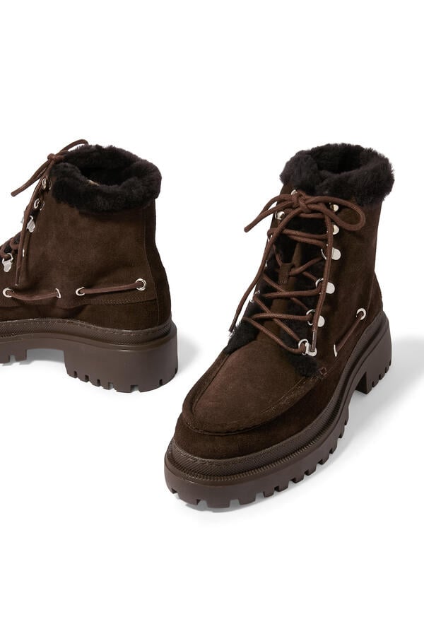  Suede Leather and Brushed Merinillo Lambskin Ankle Boots 