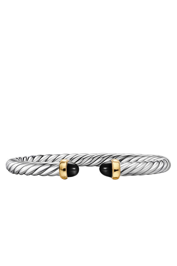 Cable Flex® Bracelet, Sterling Silver, 14k Yellow Gold & Onyx