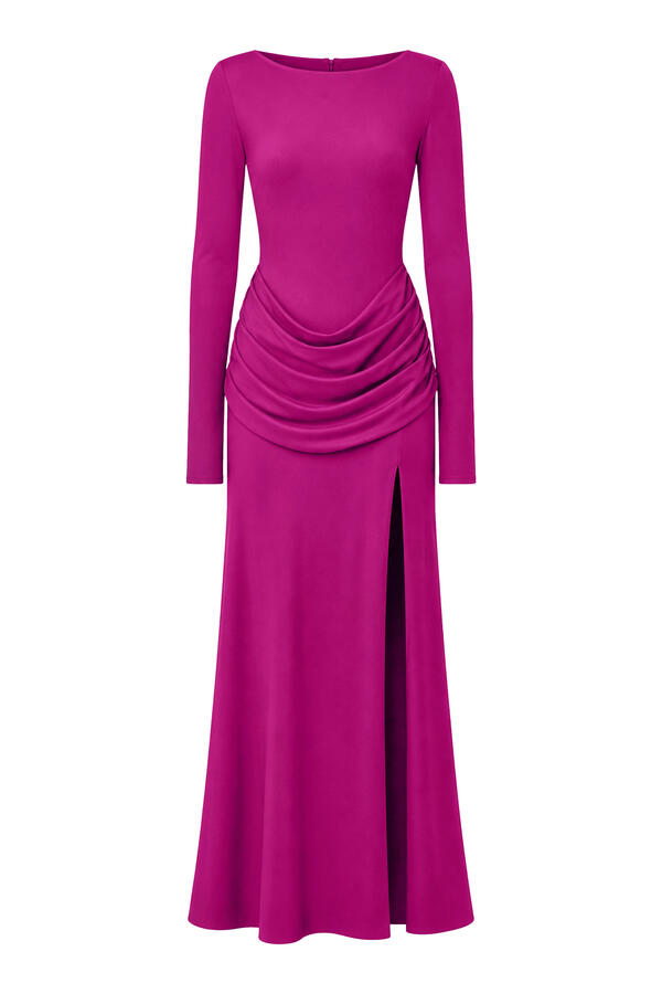 Shine Jersey Draped Waist Gown