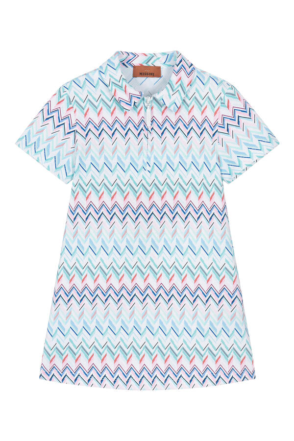 Kids Zigzag Print Polo Dress 
