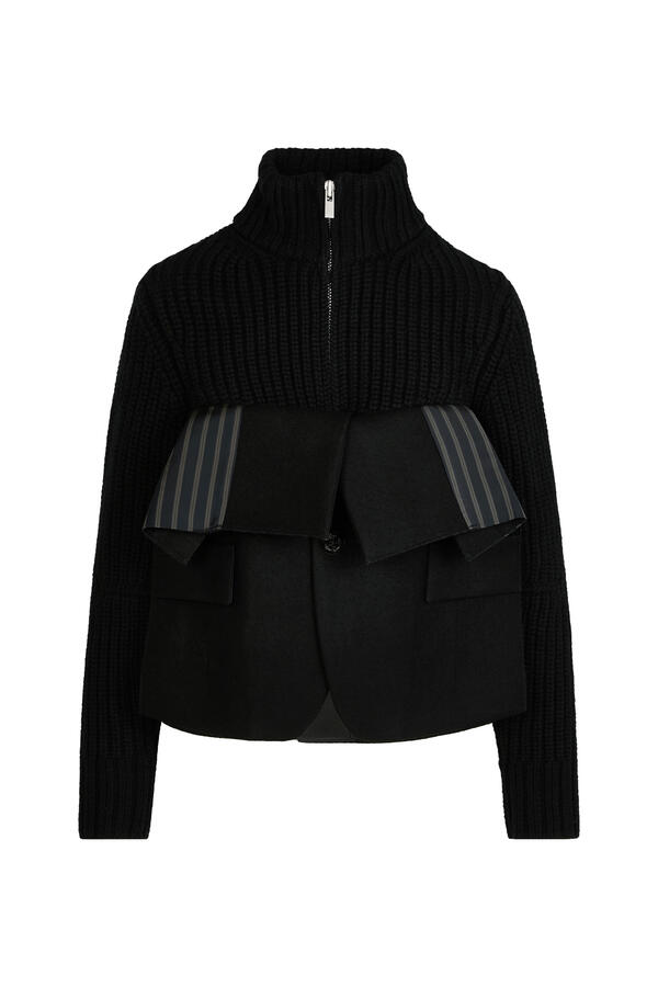 Wool Melton x Wool Knit Blouson