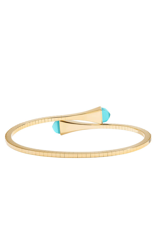 Cleo Rev Diamond Slim Slip-On Bracelet, 18k Yellow Gold & Chalcedony, Diamonds