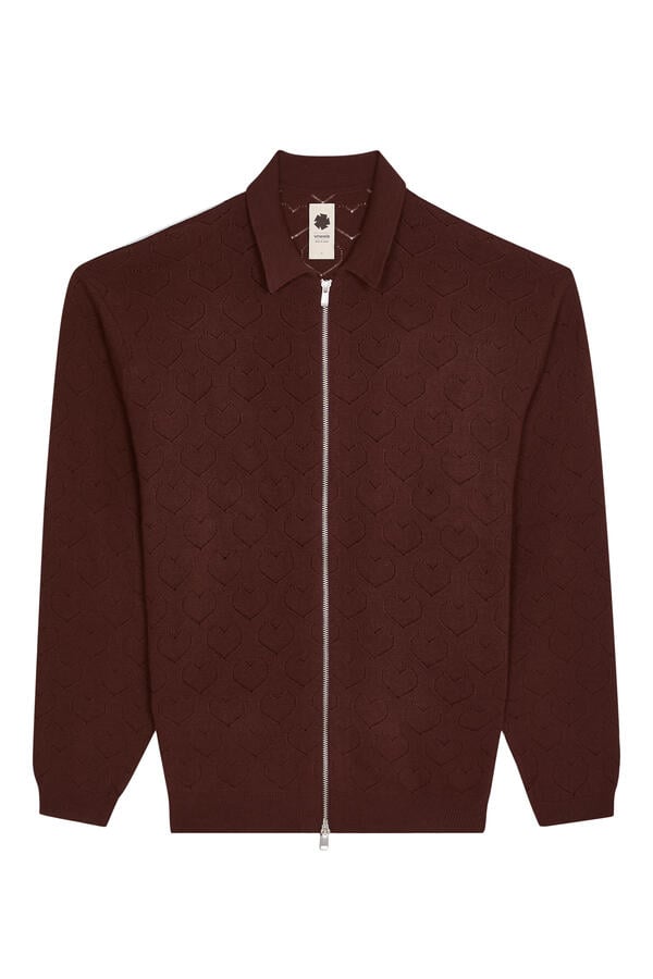Eyelet Knitted Zip-Up