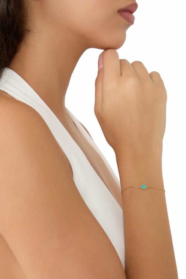 Cleo Pyramid Bracelet, 18k Yellow Gold