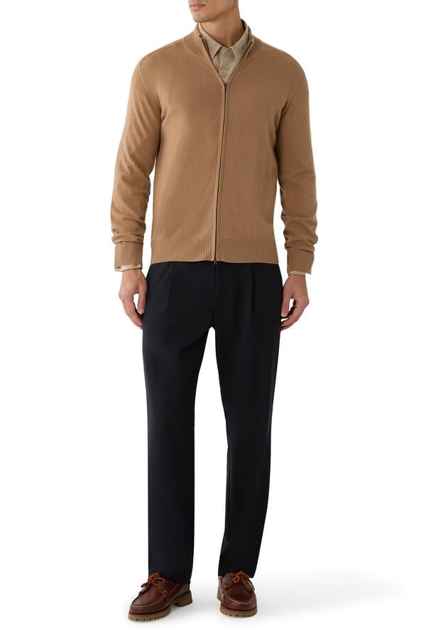 Slim-Fit Zip-Up Cardigan