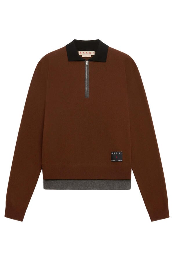 Layered Effect Polo Sweater