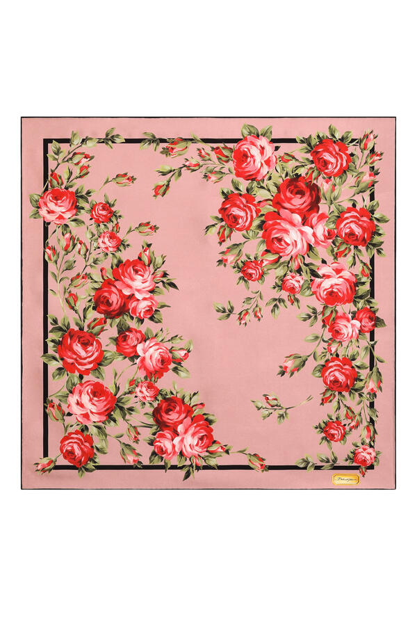 Rose Bouquet-Print Silk Twill Scarf