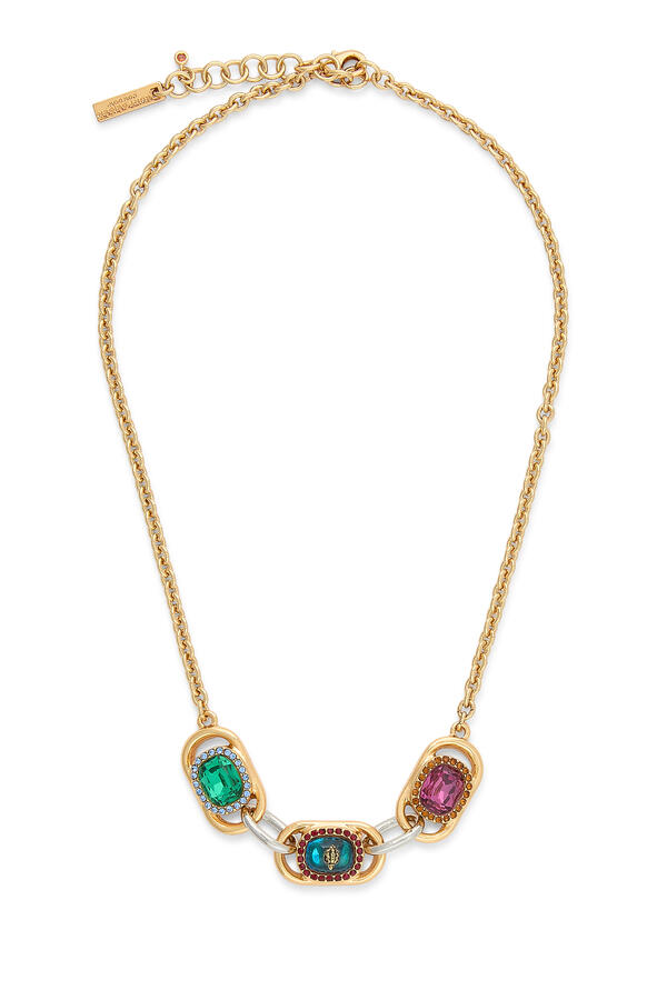 Sloane Necklace, Brass & Gem Charms