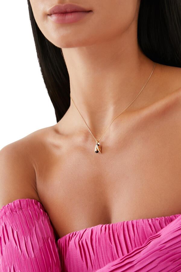 Cleo Huggie Pendant, 18k Yellow Gold with Black Onyx & Diamonds