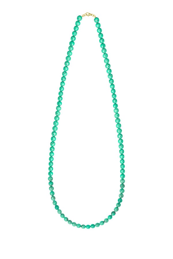  Turquoise Beaded Necklace, 18K Yellow Gold