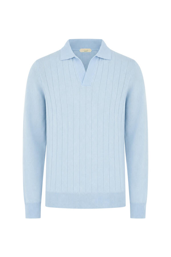 Ribbed Long Sleeves Polo Shirt