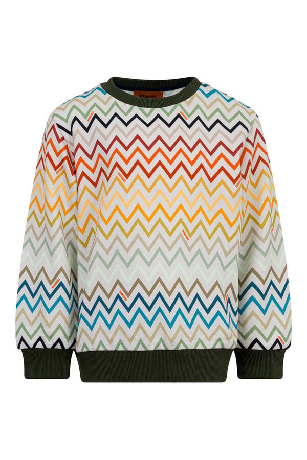 Kids  Zig Zag Fleece Long Sleeve Crewneck Sweatshirt