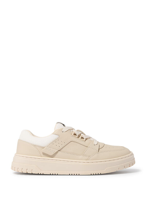 Kids Leather Sneakers with Mesh Details