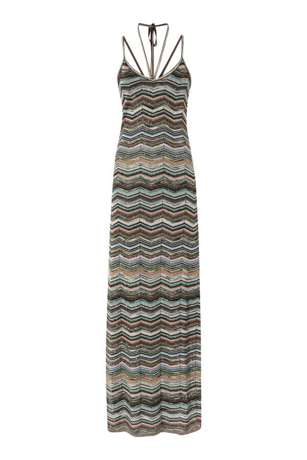 Chevron Sequinned Maxi Dress