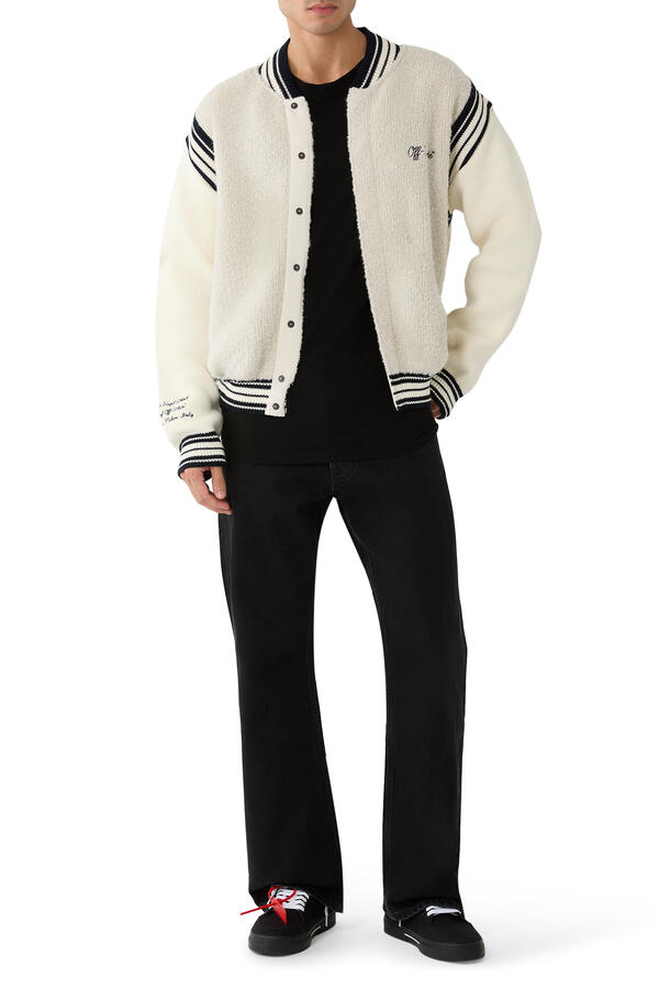Script Logo Knit Bomber Jacket