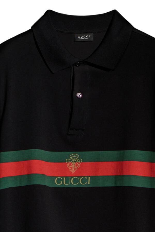Web and Crest Print Polo Shirt 