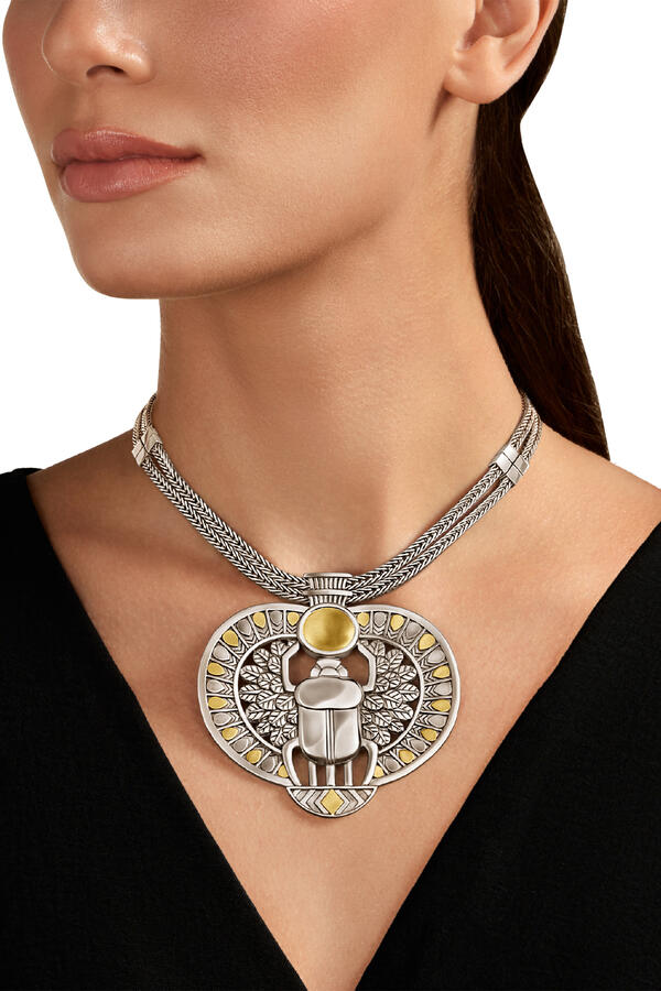  Tutankhamun Necklace, Sterling Silver & 18K Yellow Gold