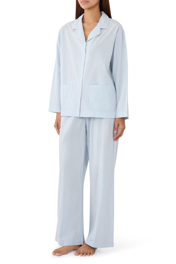 Contrast Piping Relaxed Pajama Set
