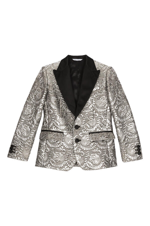 Kids Single-Breasted Foiled Jacquard Jacket