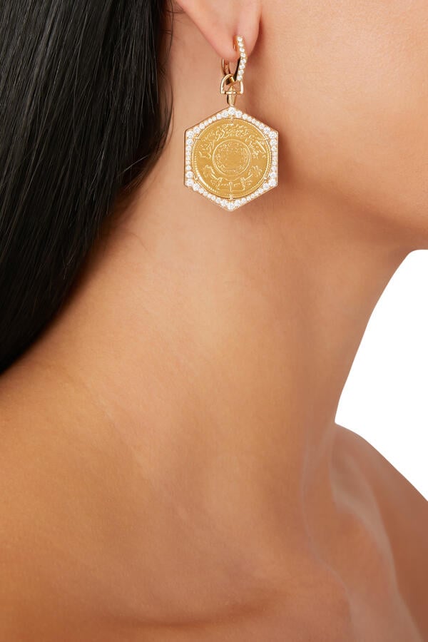Ginea Drop Earrings, 22k & 18k Yellow Gold with Diamonds