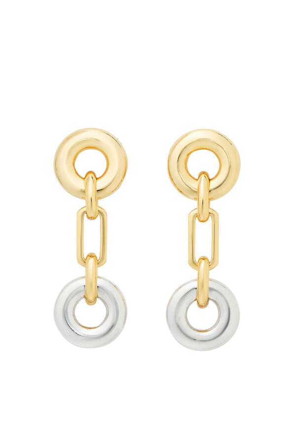 Interlock Linear Earrings, Plated Metal & Cubic Zirconia, Titanium Posts