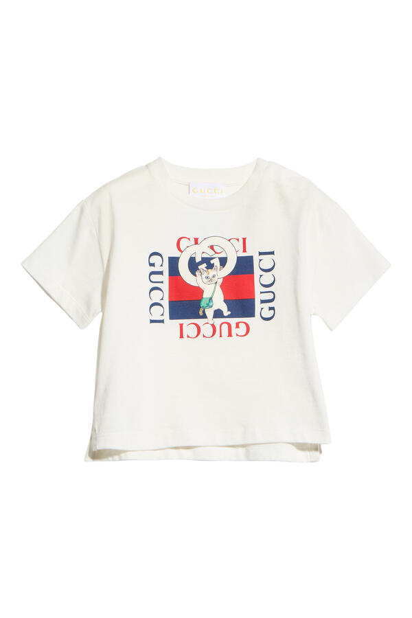 Kids Interlocking G and Cat T-Shirt
