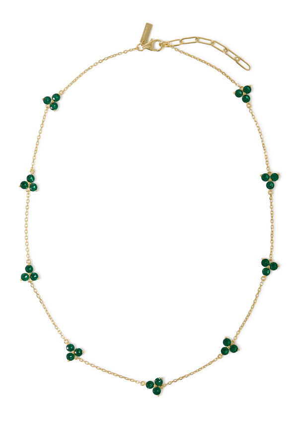 Como Gold Necklace, 925 Sterling Silver & Emerald Cubic Zirconia