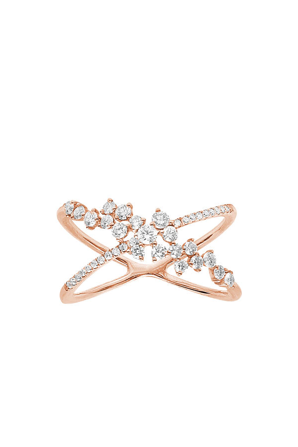 Fairytale Crossed Ring, Rose Gold & Diamonds