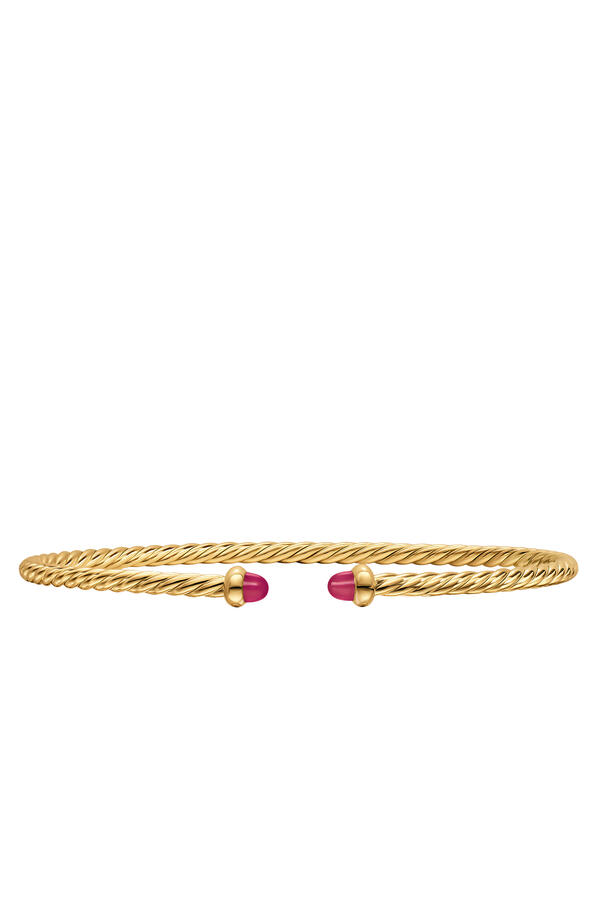 Cable Micro Cablespira Flex Bangle, 18K Yellow Gold & Ruby