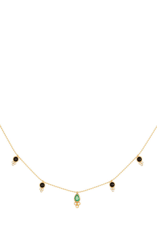 Troops Vanguard Crown Choker, 18K Yellow Gold with Emerald, Black Oynx & Diamonds