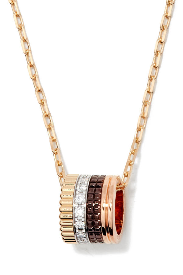 Quatre Classique Pendant, 18k Mix Gold & Diamonds