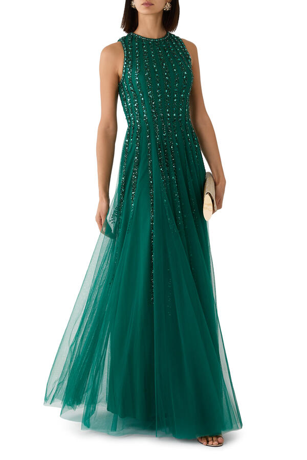 Sleeveless Embellished Gown