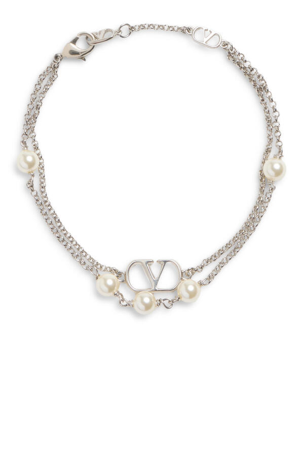 VLogo Signature Metal Bracelet with Swarovski® Pearls