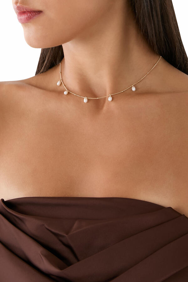  Pearl Baya Baroque Chain Choker, 18ct Recycled Gold Vermeil on Recycled Sterling Silver & Baroque Pearls